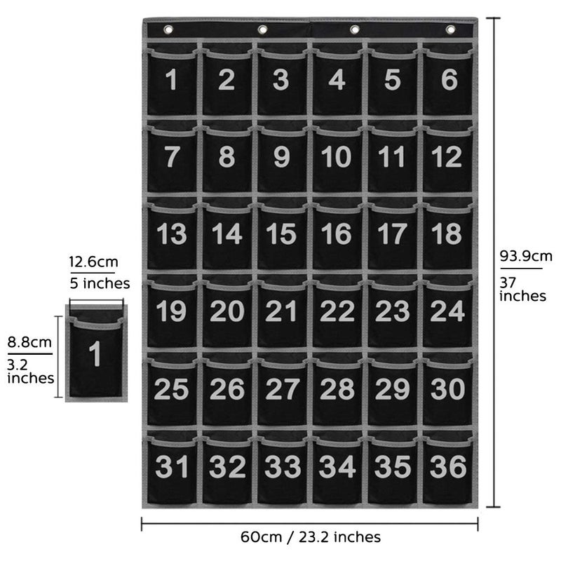 EAMAY 36 Numbered Classroom Pocket Charts for Cell Phones and Calculators Holder Wall Door Mount Hanging Organizer - Image 3